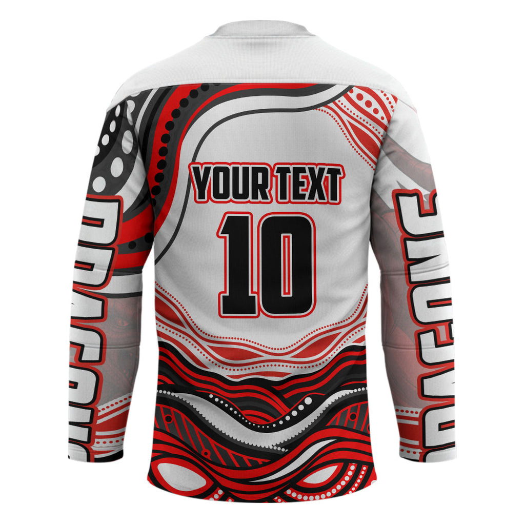 Personalized St George Illawarra Dragons Hockey Jersey Aboriginal Dot Art - Dreamtime Rugby Mascot