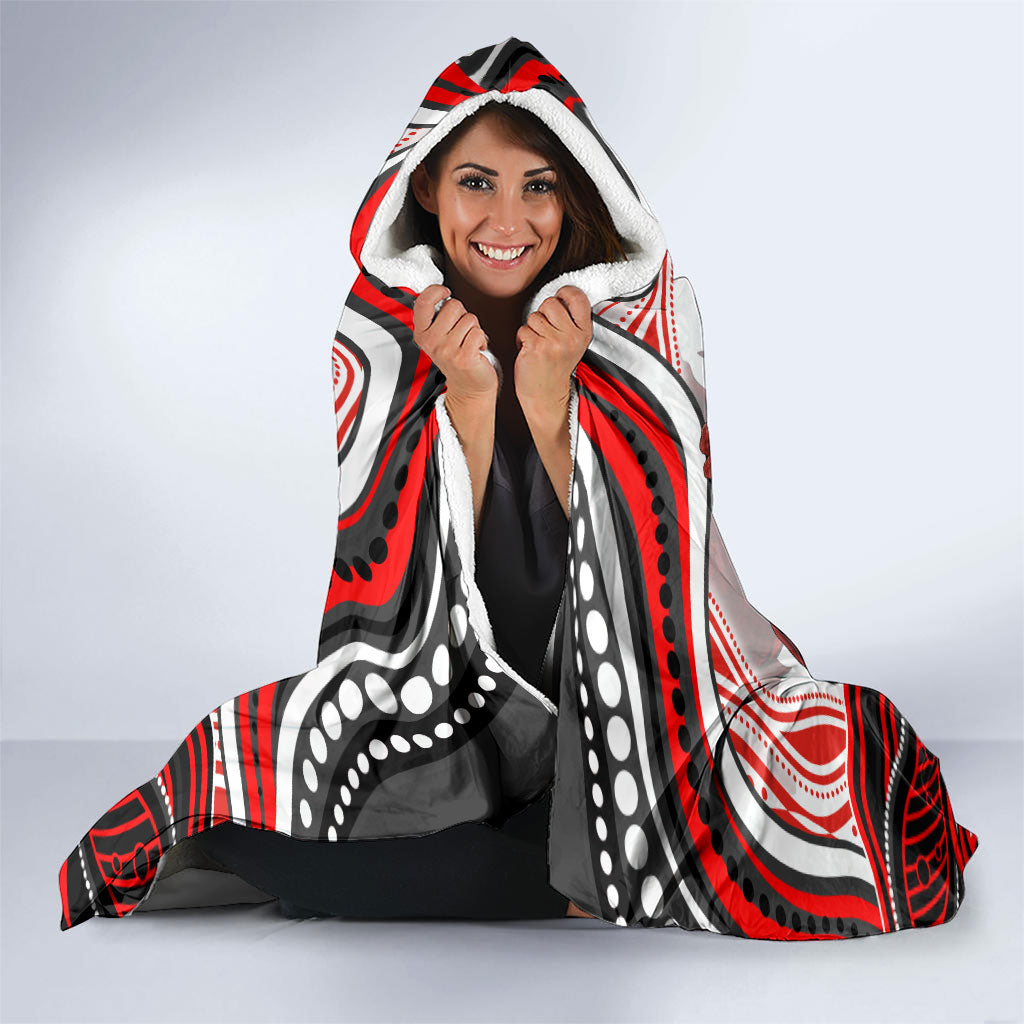 Personalized St George Illawarra Dragons Hooded Blanket Aboriginal Dot Art - Dreamtime Rugby Mascot