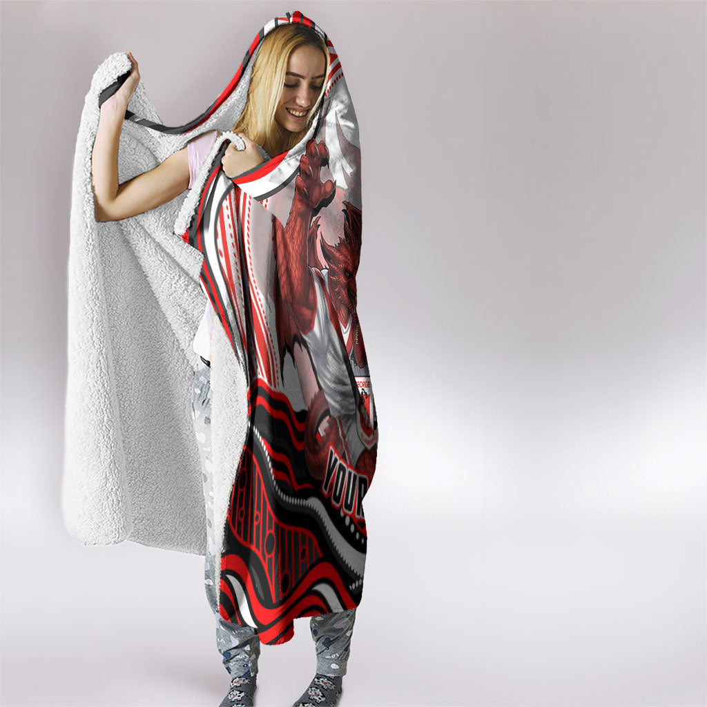 Personalized St George Illawarra Dragons Hooded Blanket Aboriginal Dot Art - Dreamtime Rugby Mascot
