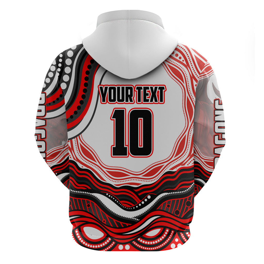 Personalized St George Illawarra Dragons Hoodie Aboriginal Dot Art - Dreamtime Rugby Mascot