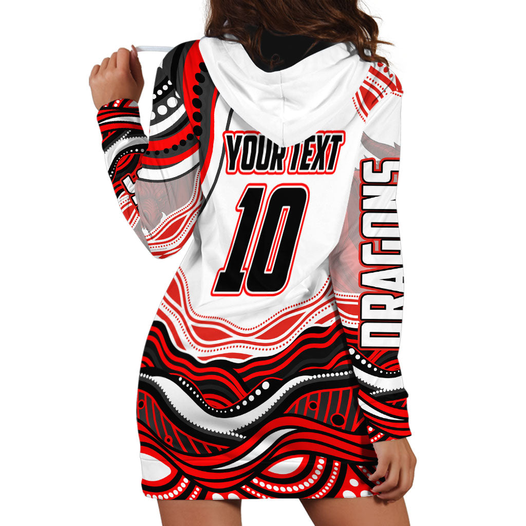 Personalized St George Illawarra Dragons Hoodie Dress Aboriginal Dot Art - Dreamtime Rugby Mascot