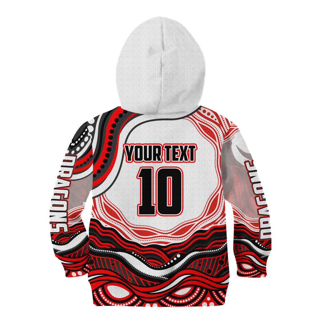 Personalized St George Illawarra Dragons Kid Hoodie Aboriginal Dot Art - Dreamtime Rugby Mascot