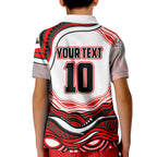 Personalized St George Illawarra Dragons Kid Polo Shirt Aboriginal Dot Art - Dreamtime Rugby Mascot