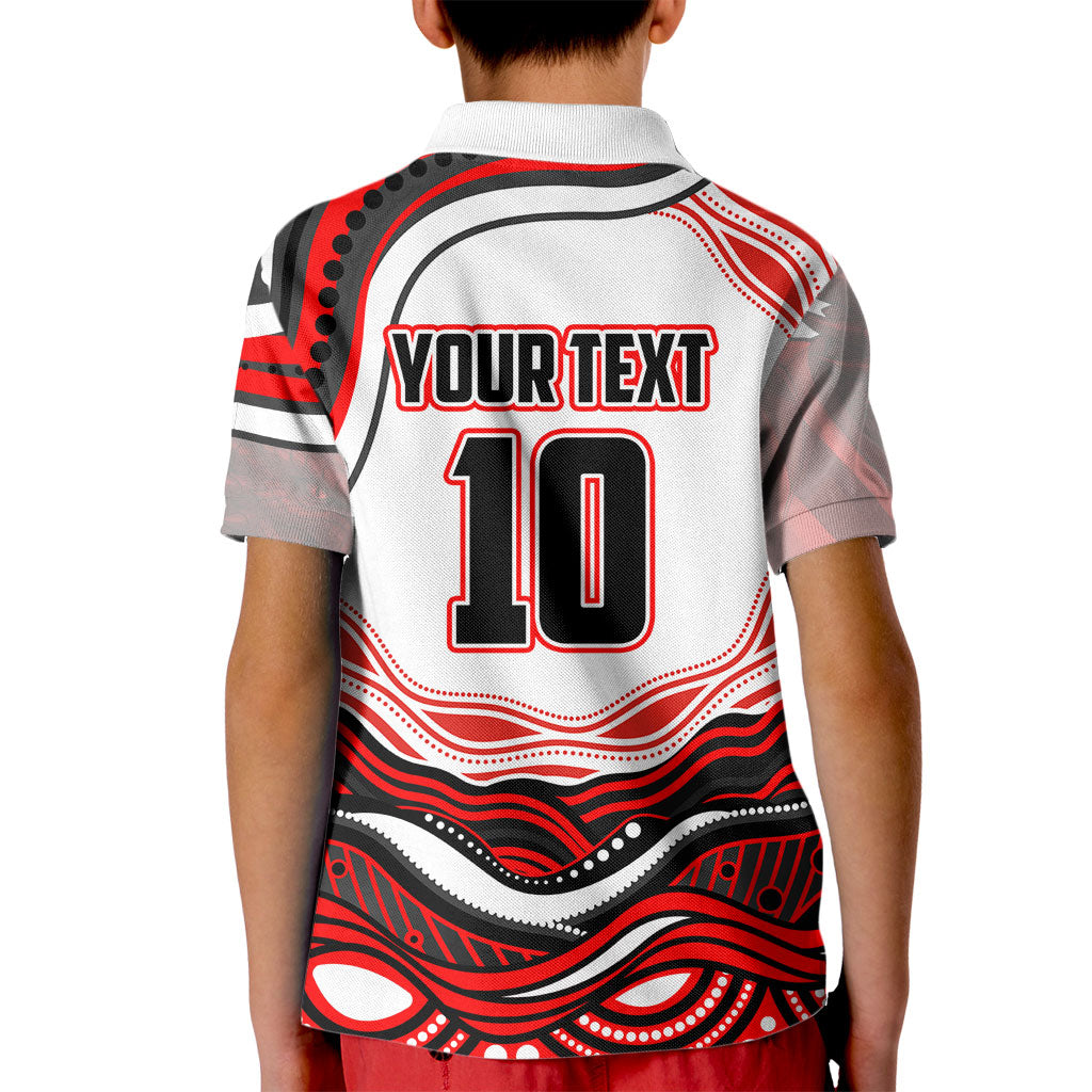 Personalized St George Illawarra Dragons Kid Polo Shirt Aboriginal Dot Art - Dreamtime Rugby Mascot