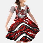 Personalized St George Illawarra Dragons Kid Short Sleeve Dress Aboriginal Dot Art - Dreamtime Rugby Mascot