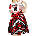 Personalized St George Illawarra Dragons Kid Short Sleeve Dress Aboriginal Dot Art - Dreamtime Rugby Mascot