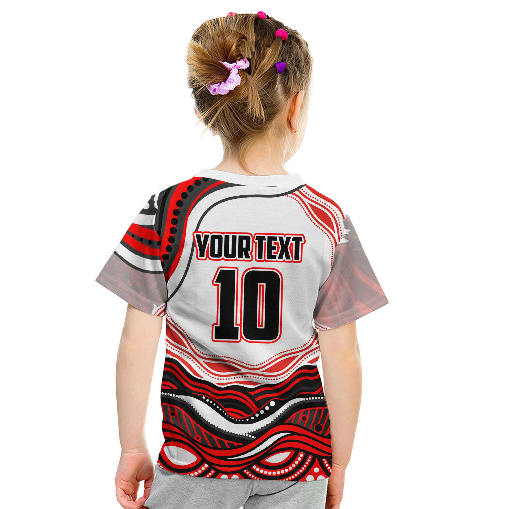 Personalized St George Illawarra Dragons Kid T Shirt Aboriginal Dot Art - Dreamtime Rugby Mascot