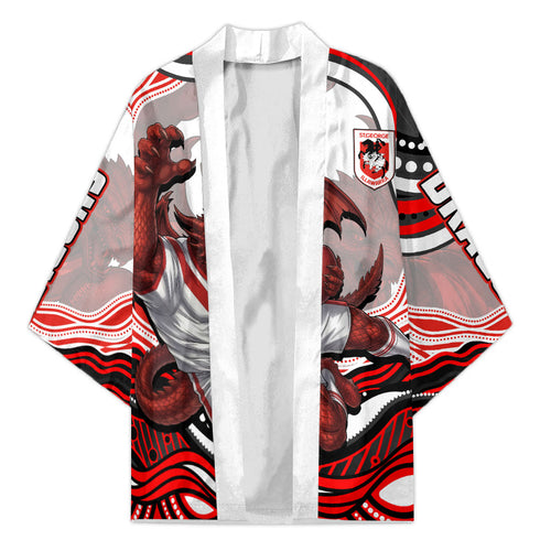 Personalized St George Illawarra Dragons Kimono Aboriginal Dot Art - Dreamtime Rugby Mascot
