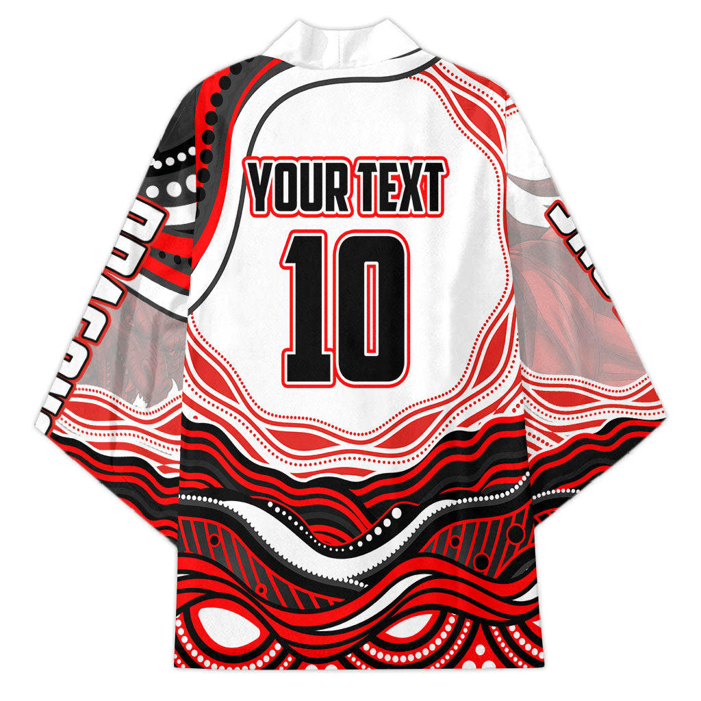 Personalized St George Illawarra Dragons Kimono Aboriginal Dot Art - Dreamtime Rugby Mascot