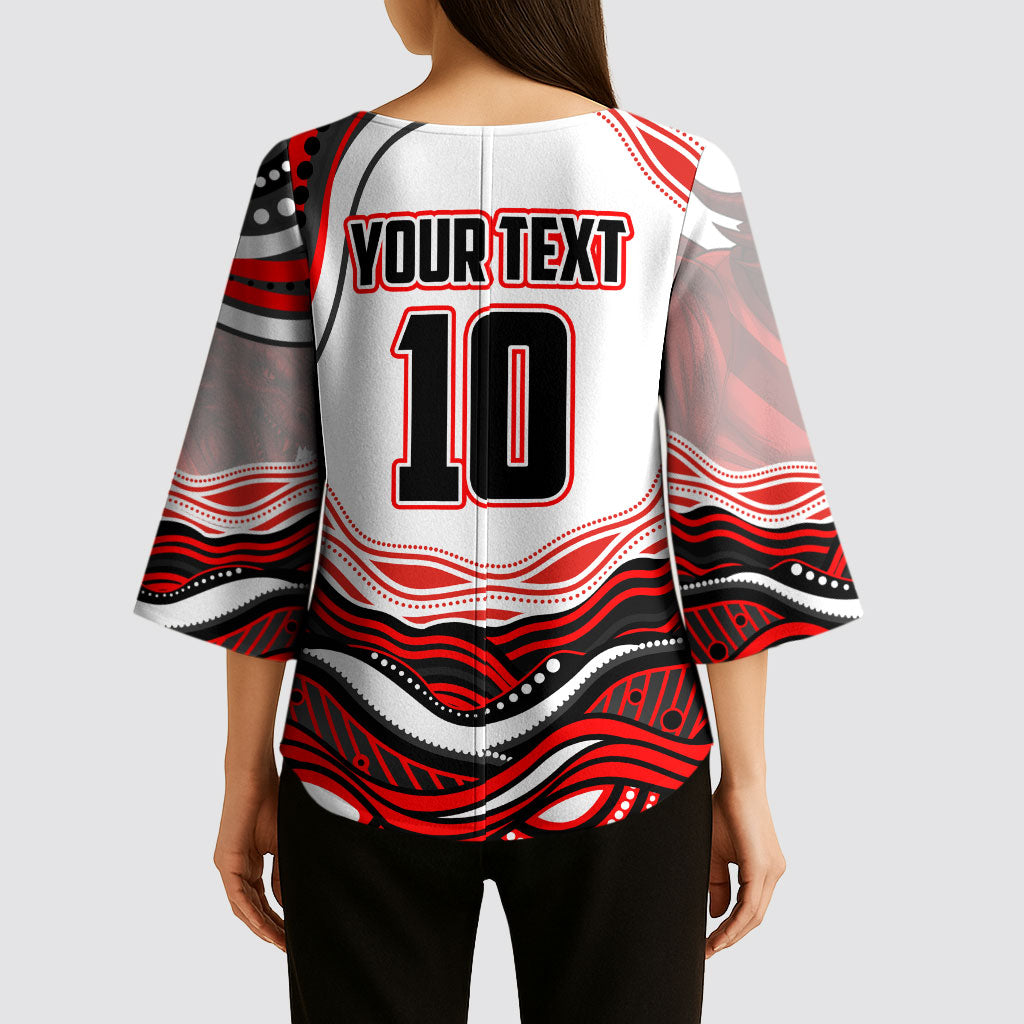 Personalized St George Illawarra Dragons Kimono Sleeve Blouse Aboriginal Dot Art - Dreamtime Rugby Mascot