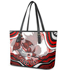 Personalized St George Illawarra Dragons Leather Tote Bag Aboriginal Dot Art - Dreamtime Rugby Mascot