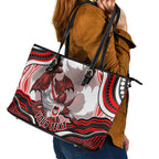 Personalized St George Illawarra Dragons Leather Tote Bag Aboriginal Dot Art - Dreamtime Rugby Mascot