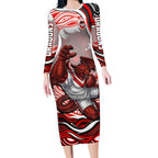 Personalized St George Illawarra Dragons Long Sleeve Bodycon Dress Aboriginal Dot Art - Dreamtime Rugby Mascot