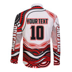Personalized St George Illawarra Dragons Long Sleeve Button Shirt Aboriginal Dot Art - Dreamtime Rugby Mascot