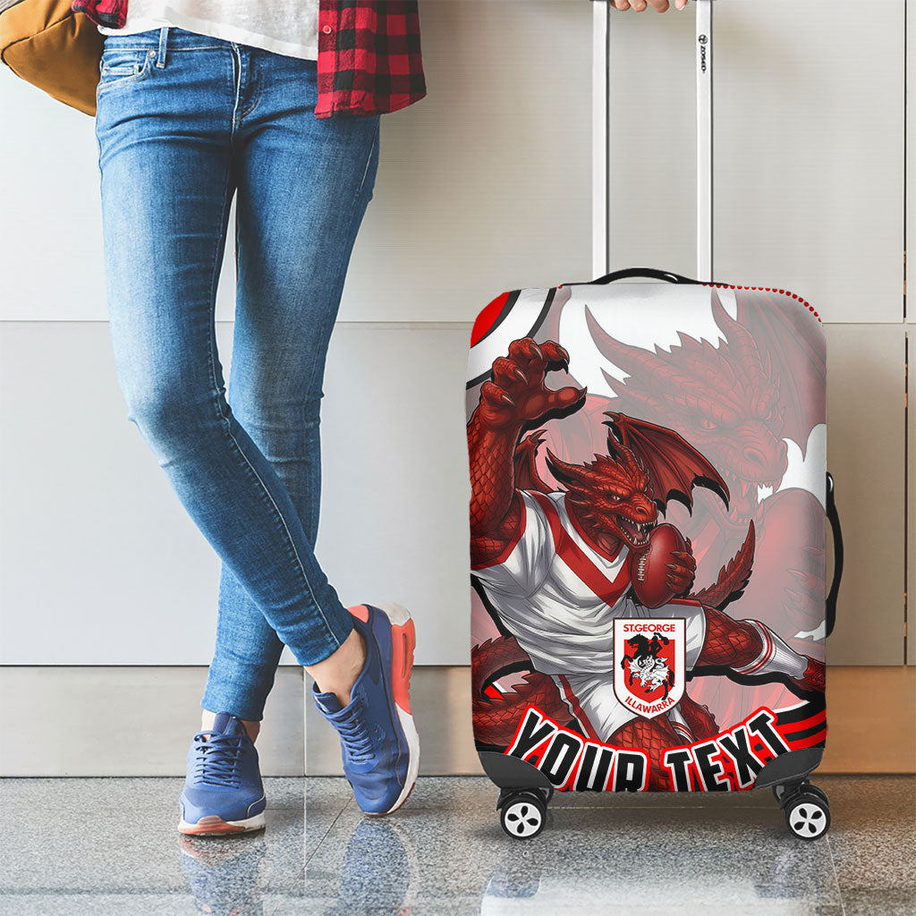 Personalized St George Illawarra Dragons Luggage Cover Aboriginal Dot Art - Dreamtime Rugby Mascot
