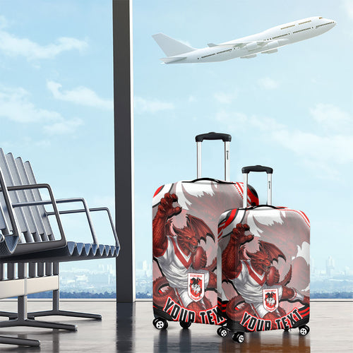 Personalized St George Illawarra Dragons Luggage Cover Aboriginal Dot Art - Dreamtime Rugby Mascot
