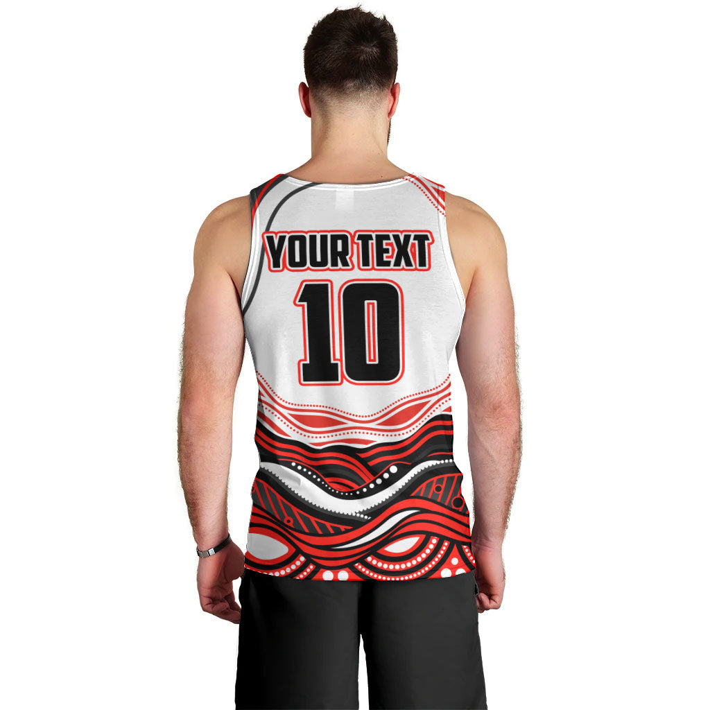 Personalized St George Illawarra Dragons Men Tank Top Aboriginal Dot Art - Dreamtime Rugby Mascot