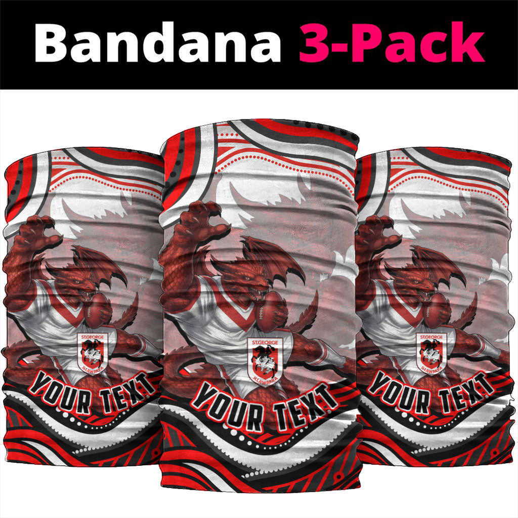 Personalized St George Illawarra Dragons Neck Gaiter Aboriginal Dot Art - Dreamtime Rugby Mascot