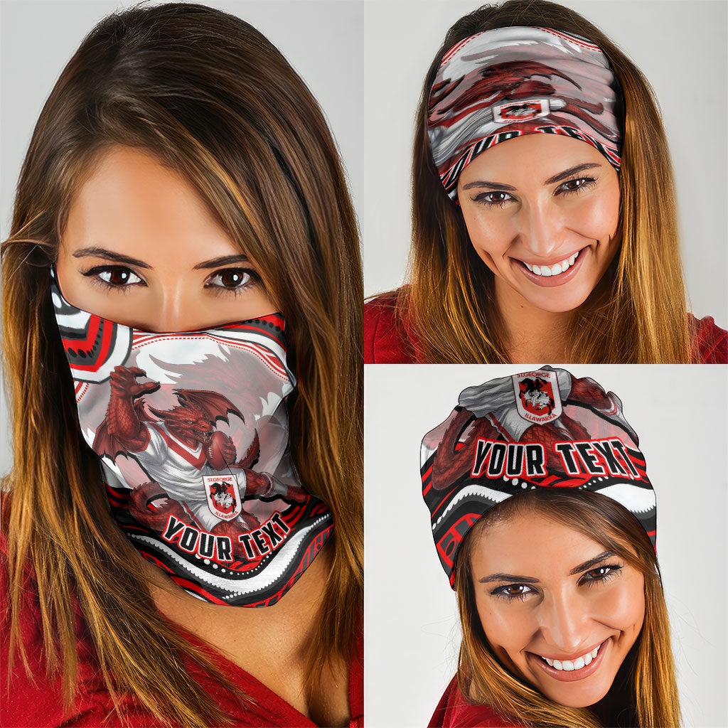 Personalized St George Illawarra Dragons Neck Gaiter Aboriginal Dot Art - Dreamtime Rugby Mascot