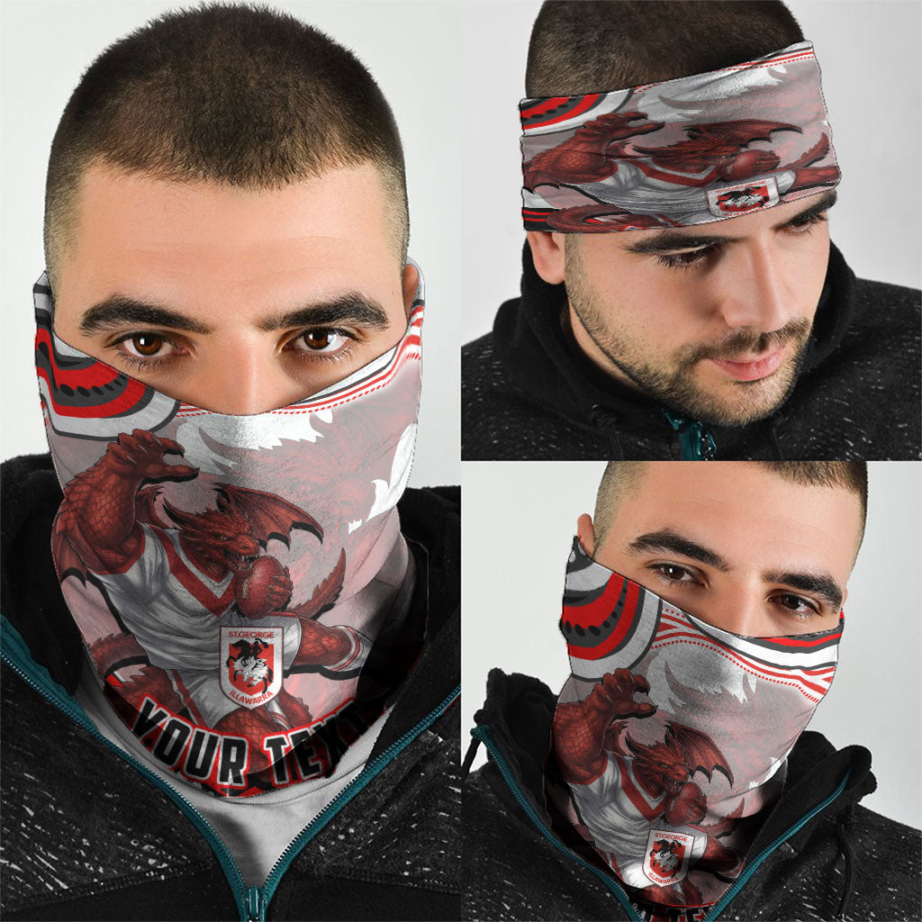 Personalized St George Illawarra Dragons Neck Gaiter Aboriginal Dot Art - Dreamtime Rugby Mascot