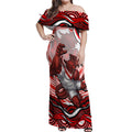 Personalized St George Illawarra Dragons Off Shoulder Maxi Dress Aboriginal Dot Art - Dreamtime Rugby Mascot