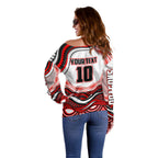Personalized St George Illawarra Dragons Off Shoulder Sweater Aboriginal Dot Art - Dreamtime Rugby Mascot