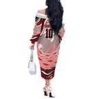 Personalized St George Illawarra Dragons Off The Shoulder Long Sleeve Dress Aboriginal Dot Art - Dreamtime Rugby Mascot