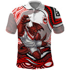 Personalized St George Illawarra Dragons Polo Shirt Aboriginal Dot Art - Dreamtime Rugby Mascot