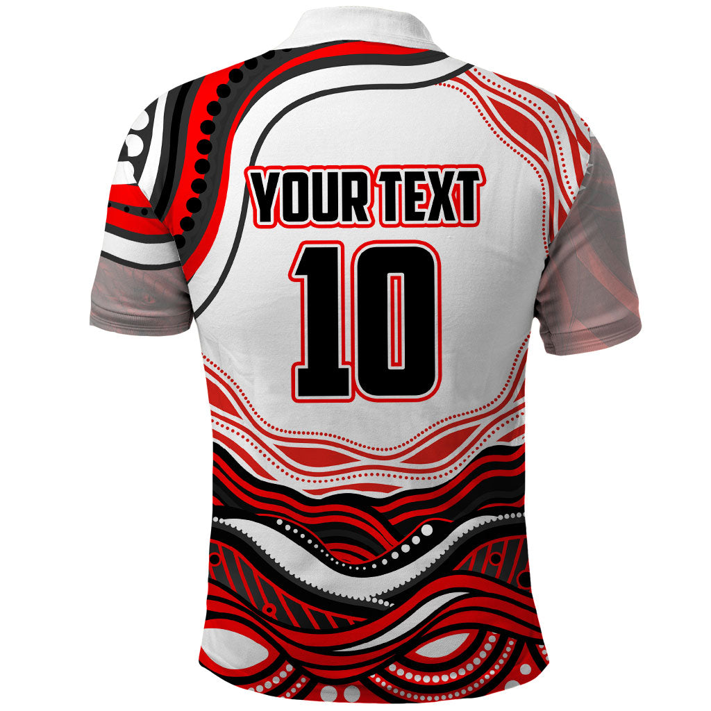 Personalized St George Illawarra Dragons Polo Shirt Aboriginal Dot Art - Dreamtime Rugby Mascot