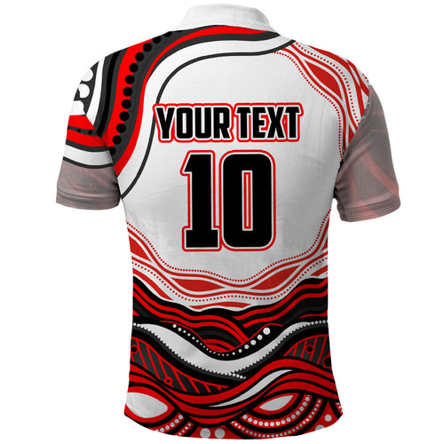 Personalized St George Illawarra Dragons Polo Shirt Aboriginal Dot Art - Dreamtime Rugby Mascot