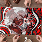 Personalized St George Illawarra Dragons Puzzle Aboriginal Dot Art - Dreamtime Rugby Mascot