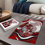 Personalized St George Illawarra Dragons Puzzle Aboriginal Dot Art - Dreamtime Rugby Mascot