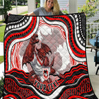 Personalized St George Illawarra Dragons Quilt Aboriginal Dot Art - Dreamtime Rugby Mascot