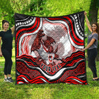 Personalized St George Illawarra Dragons Quilt Aboriginal Dot Art - Dreamtime Rugby Mascot