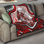 Personalized St George Illawarra Dragons Quilt Aboriginal Dot Art - Dreamtime Rugby Mascot