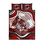 Personalized St George Illawarra Dragons Quilt Bed Set Aboriginal Dot Art - Dreamtime Rugby Mascot