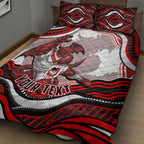 Personalized St George Illawarra Dragons Quilt Bed Set Aboriginal Dot Art - Dreamtime Rugby Mascot