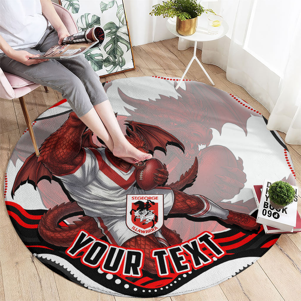 Personalized St George Illawarra Dragons Round Carpet Aboriginal Dot Art - Dreamtime Rugby Mascot