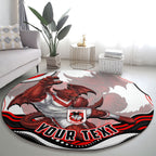 Personalized St George Illawarra Dragons Round Carpet Aboriginal Dot Art - Dreamtime Rugby Mascot