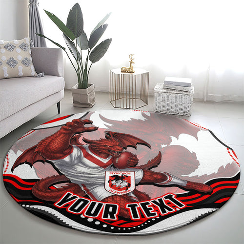 Personalized St George Illawarra Dragons Round Carpet Aboriginal Dot Art - Dreamtime Rugby Mascot