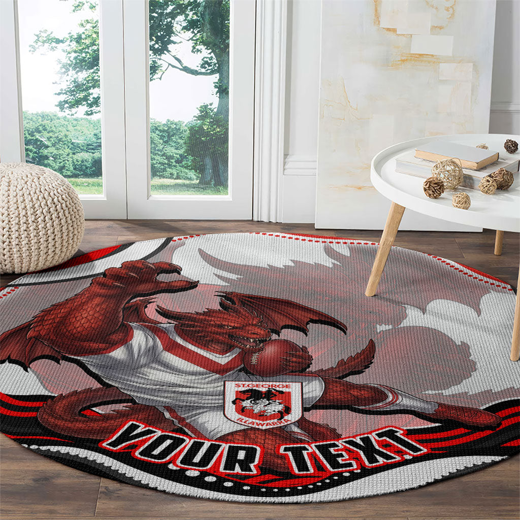 Personalized St George Illawarra Dragons Round Carpet Aboriginal Dot Art - Dreamtime Rugby Mascot