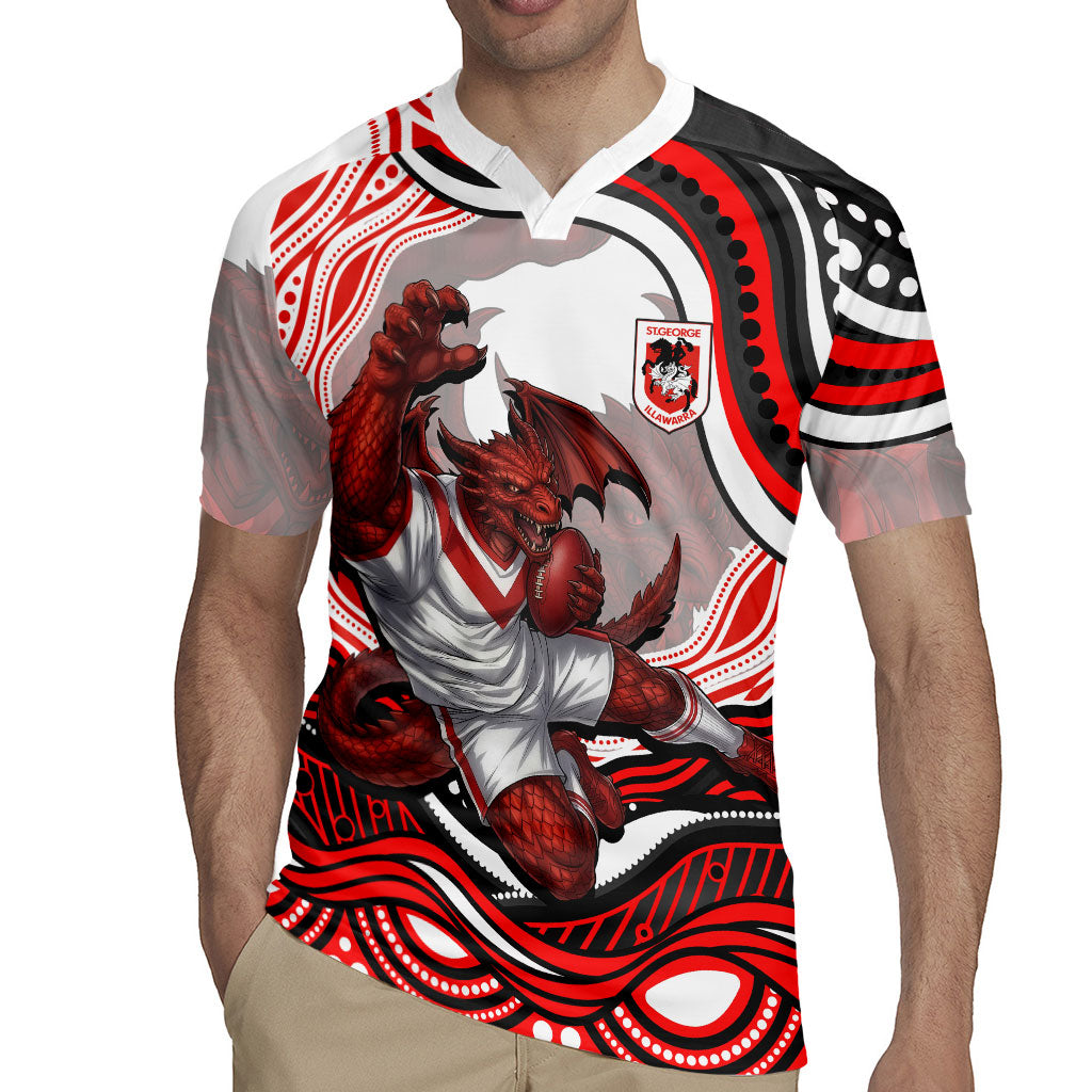 Personalized St George Illawarra Dragons Rugby Jersey Aboriginal Dot Art - Dreamtime Rugby Mascot
