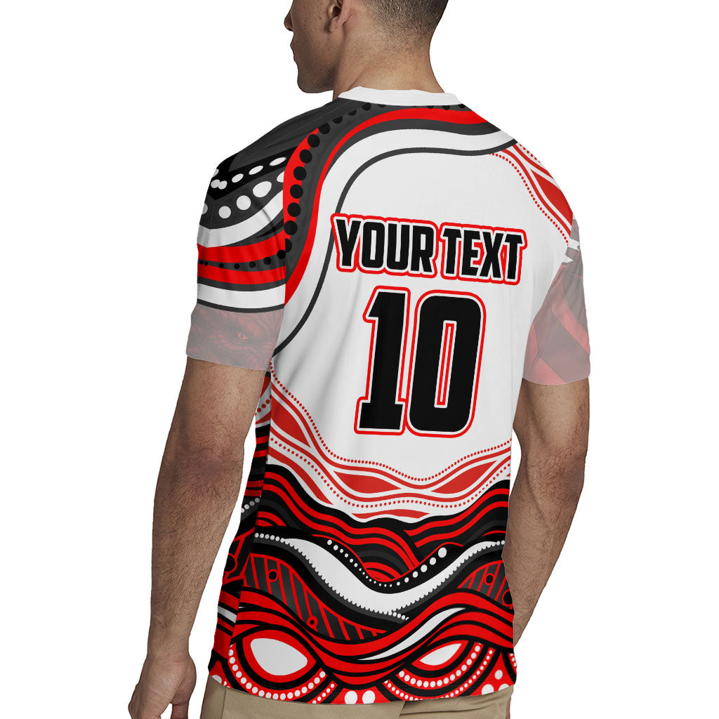 Personalized St George Illawarra Dragons Rugby Jersey Aboriginal Dot Art - Dreamtime Rugby Mascot