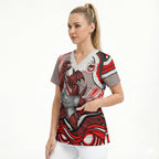 Personalized St George Illawarra Dragons Scrub Top Aboriginal Dot Art - Dreamtime Rugby Mascot