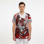 Personalized St George Illawarra Dragons Scrub Top Aboriginal Dot Art - Dreamtime Rugby Mascot