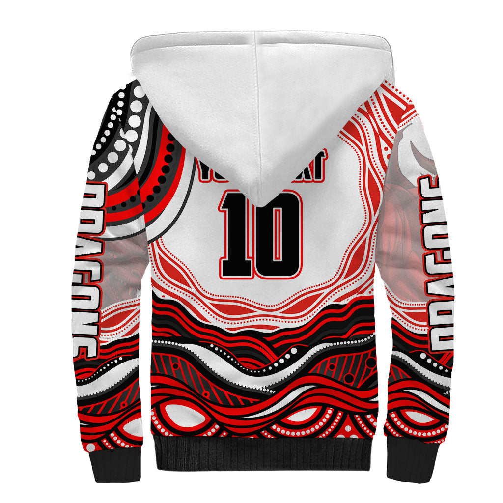 Personalized St George Illawarra Dragons Sherpa Hoodie Aboriginal Dot Art - Dreamtime Rugby Mascot