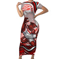 Personalized St George Illawarra Dragons Short Sleeve Bodycon Dress Aboriginal Dot Art - Dreamtime Rugby Mascot