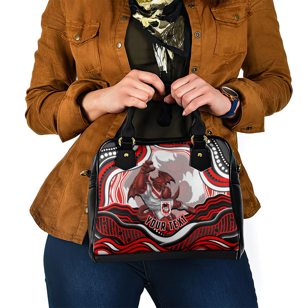 Personalized St George Illawarra Dragons Shoulder Handbag Aboriginal Dot Art - Dreamtime Rugby Mascot