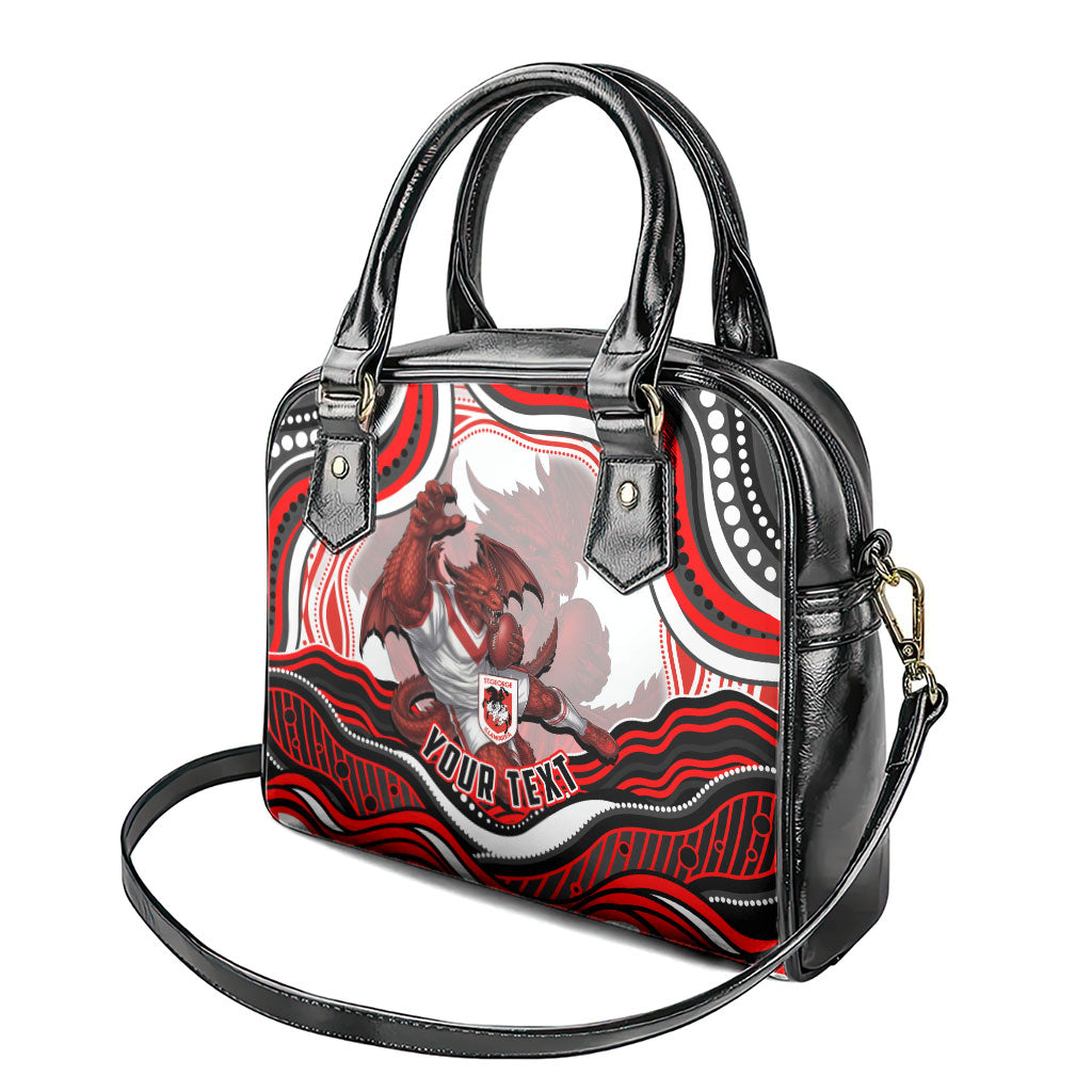 Personalized St George Illawarra Dragons Shoulder Handbag Aboriginal Dot Art - Dreamtime Rugby Mascot