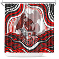 Personalized St George Illawarra Dragons Shower Curtain Aboriginal Dot Art - Dreamtime Rugby Mascot